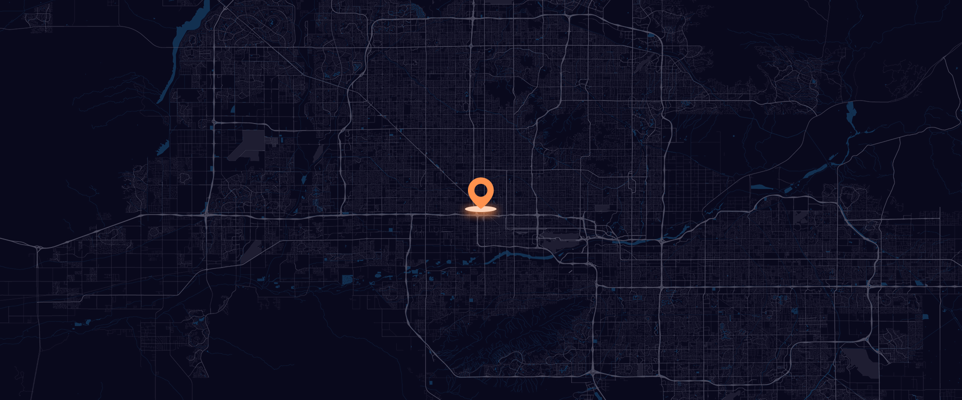 Dark city map showing office location