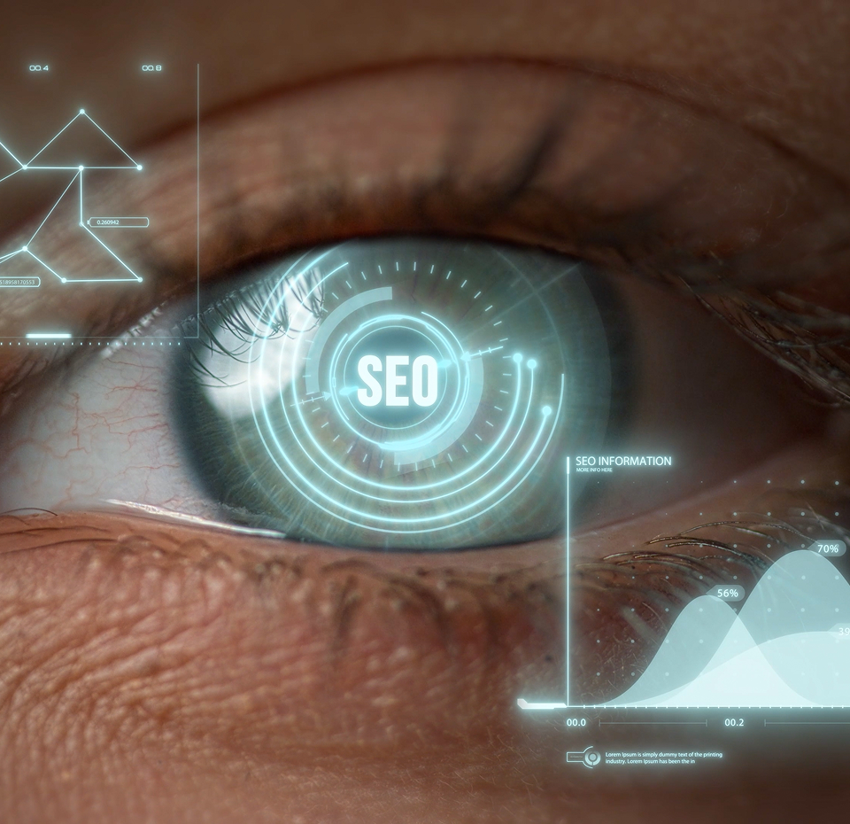 SEO concept displayed over an eye