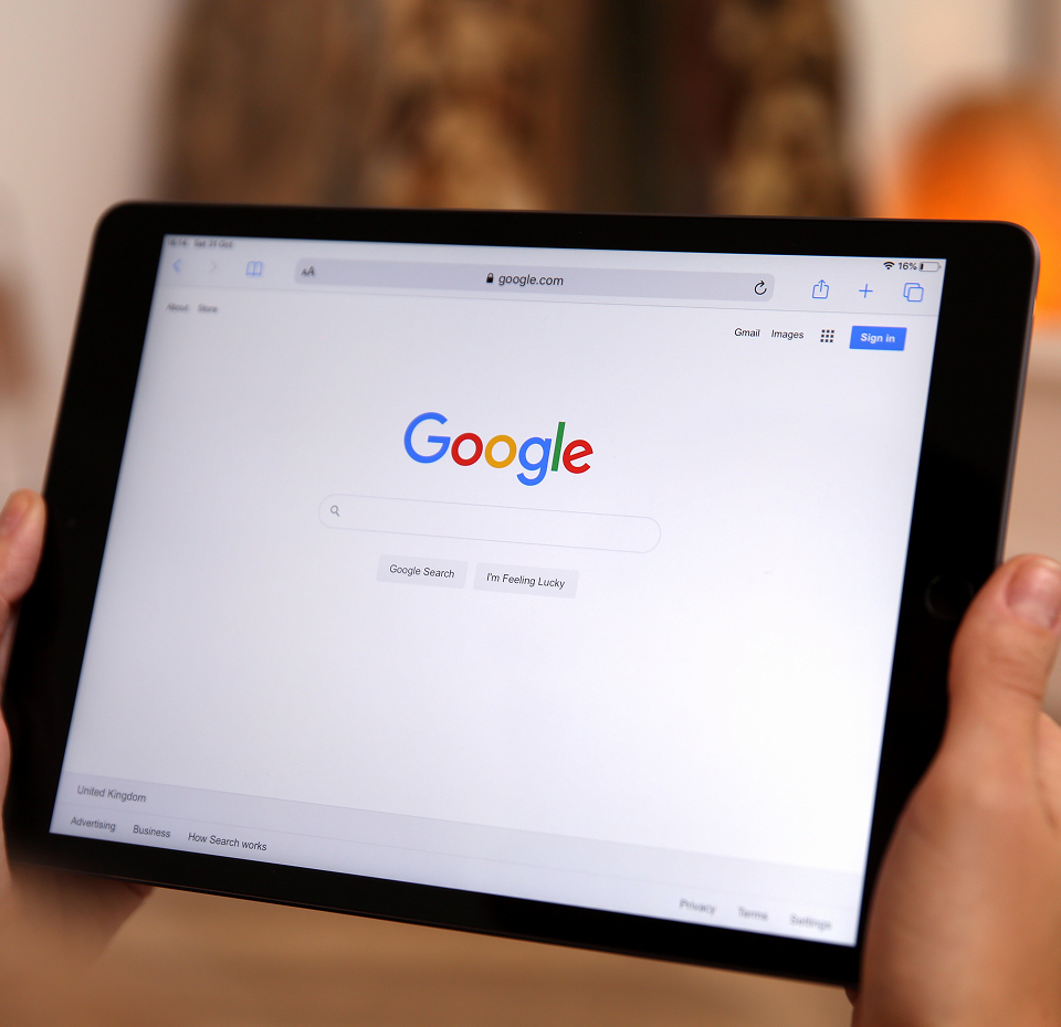 Google search page on a laptop